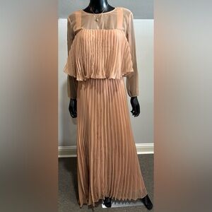 Vintage 1970s Samowitz Chiffon Knife Pleat Prom Bridesmaid Dress Sz 16 18